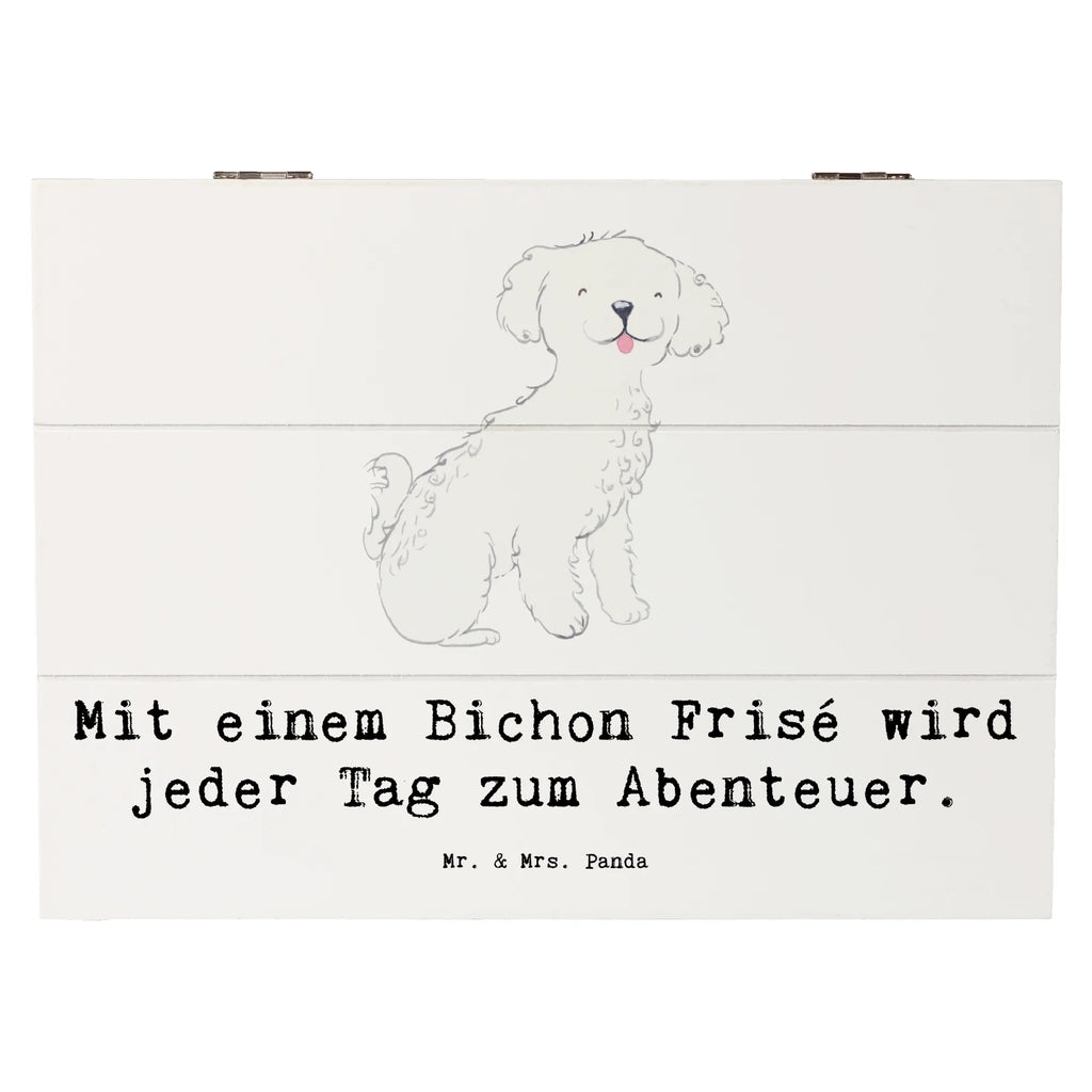 Holzkiste Mit einem Bichon Frisé wird jeder Tag zum Abenteuer. Holzkiste, Kiste, Schatzkiste, Truhe, Schatulle, XXL, Erinnerungsbox, Erinnerungskiste, Dekokiste, Aufbewahrungsbox, Geschenkbox, Geschenkdose, Hund, Hunderasse, Rassehund, Hundebesitzer, Geschenk, Tierfreund, Schenken, Welpe