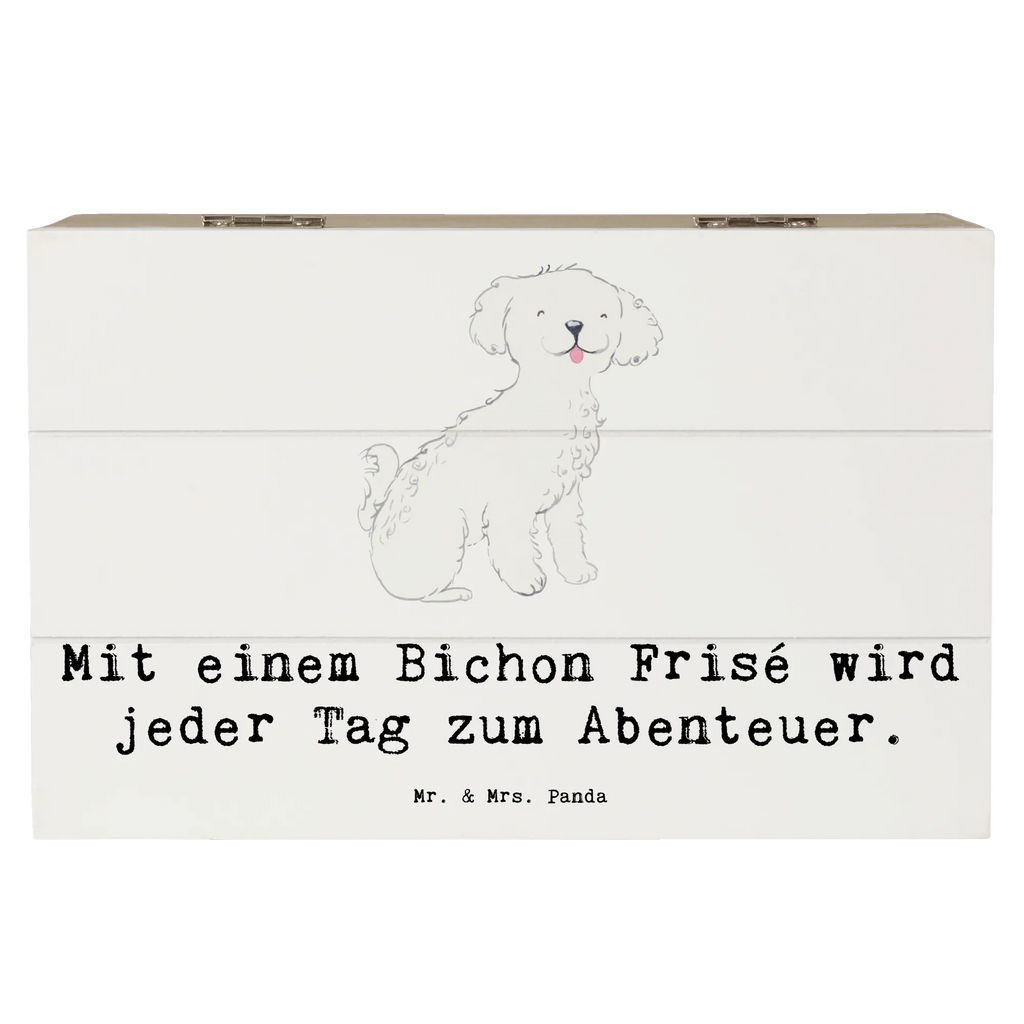 Holzkiste Mit einem Bichon Frisé wird jeder Tag zum Abenteuer. Holzkiste, Kiste, Schatzkiste, Truhe, Schatulle, XXL, Erinnerungsbox, Erinnerungskiste, Dekokiste, Aufbewahrungsbox, Geschenkbox, Geschenkdose, Hund, Hunderasse, Rassehund, Hundebesitzer, Geschenk, Tierfreund, Schenken, Welpe