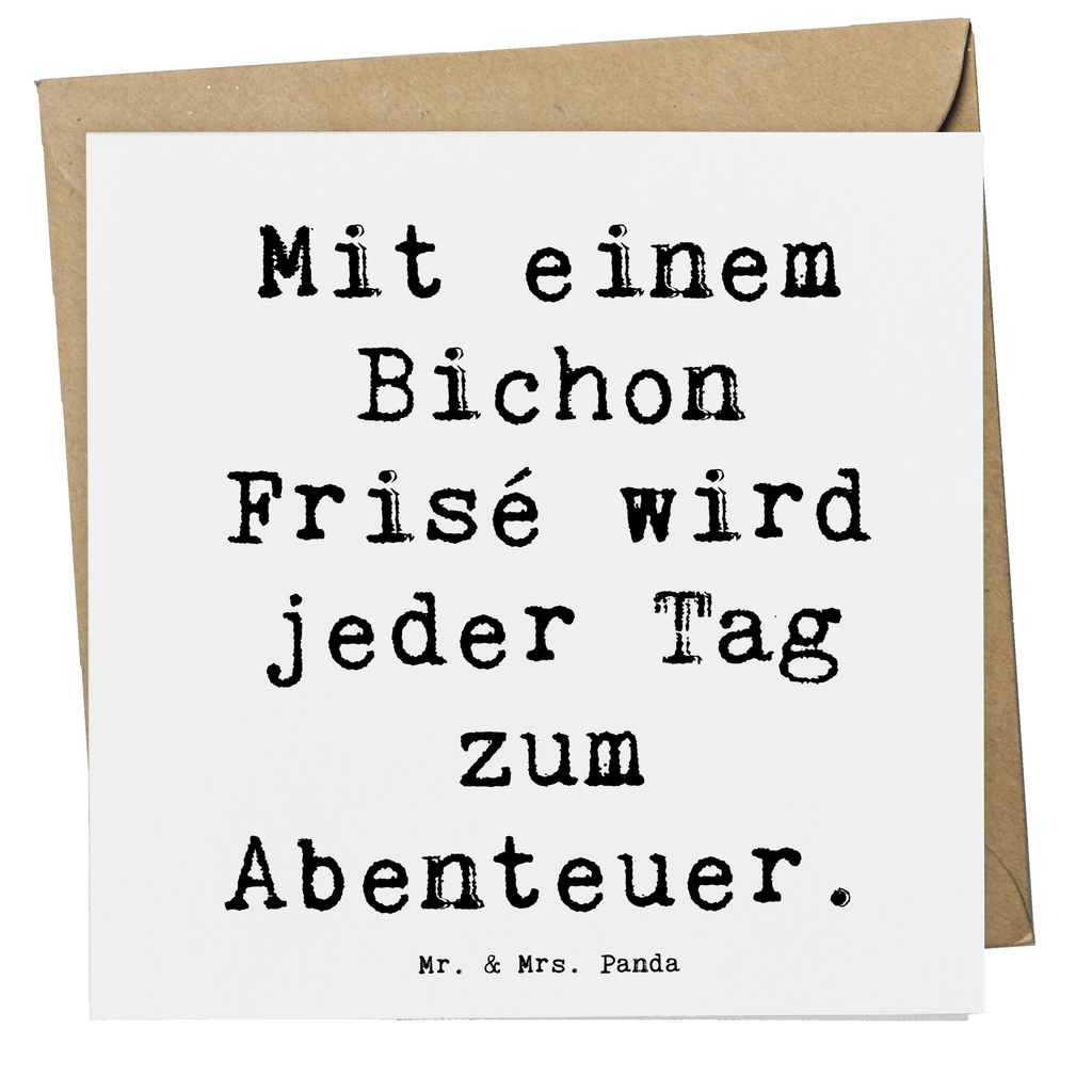 Deluxe Karte Spruch Mit einem Bichon Frisé wird jeder Tag zum Abenteuer. Karte, Grußkarte, Klappkarte, Einladungskarte, Glückwunschkarte, Hochzeitskarte, Geburtstagskarte, Hochwertige Grußkarte, Hochwertige Klappkarte, Hund, Hunderasse, Rassehund, Hundebesitzer, Geschenk, Tierfreund, Schenken, Welpe