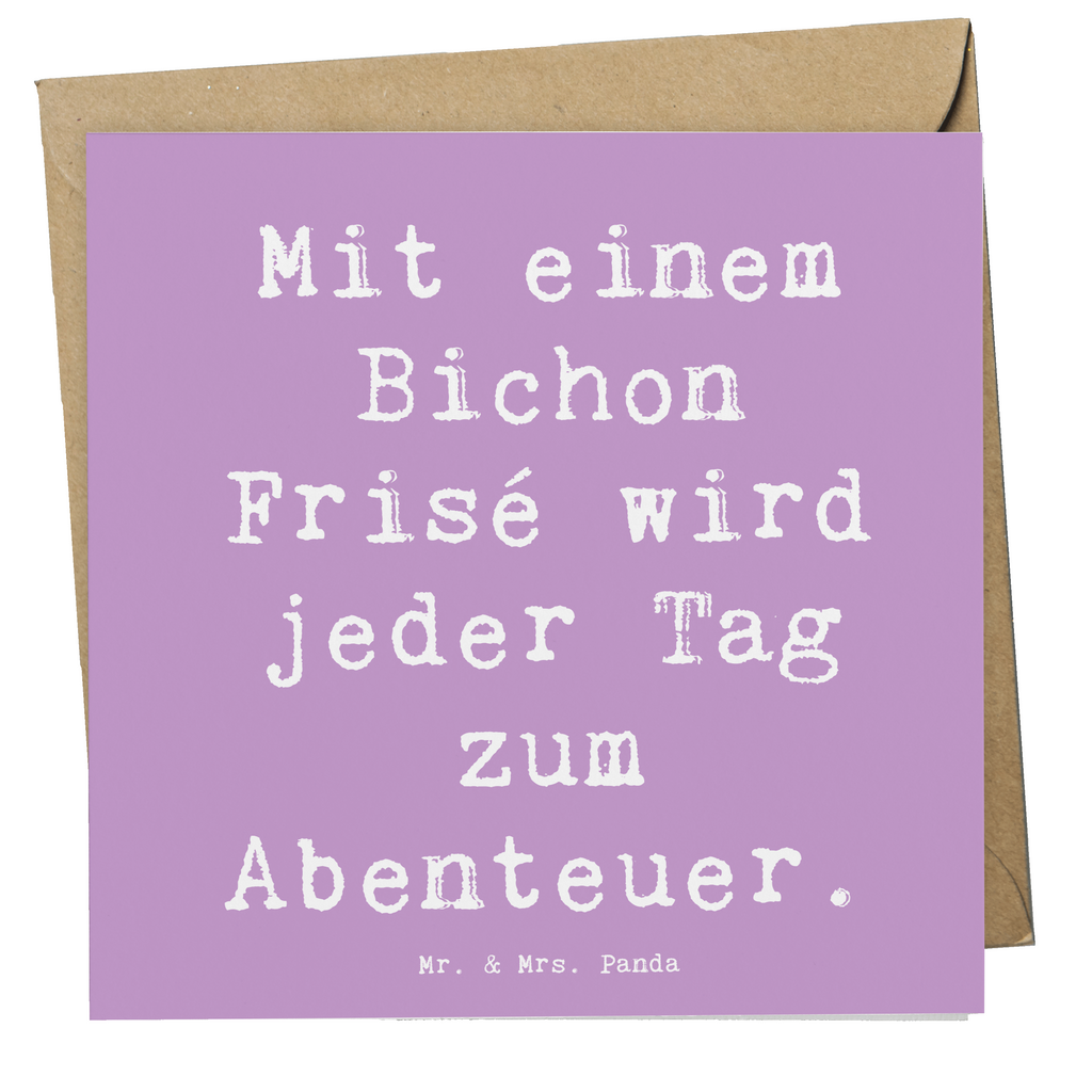 Deluxe Karte Spruch Mit einem Bichon Frisé wird jeder Tag zum Abenteuer. Karte, Grußkarte, Klappkarte, Einladungskarte, Glückwunschkarte, Hochzeitskarte, Geburtstagskarte, Hochwertige Grußkarte, Hochwertige Klappkarte, Hund, Hunderasse, Rassehund, Hundebesitzer, Geschenk, Tierfreund, Schenken, Welpe