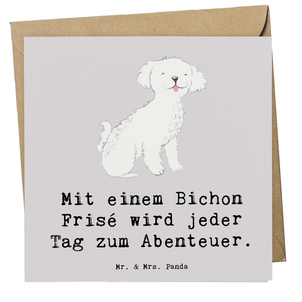 Deluxe Karte Mit einem Bichon Frisé wird jeder Tag zum Abenteuer. Karte, Grußkarte, Klappkarte, Einladungskarte, Glückwunschkarte, Hochzeitskarte, Geburtstagskarte, Hochwertige Grußkarte, Hochwertige Klappkarte, Hund, Hunderasse, Rassehund, Hundebesitzer, Geschenk, Tierfreund, Schenken, Welpe