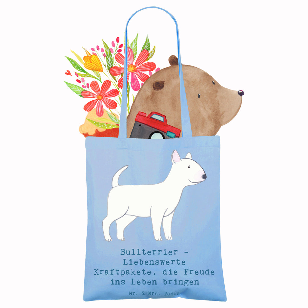 Tragetasche Bullterrier Kraftpaket Beuteltasche, Beutel, Einkaufstasche, Jutebeutel, Stoffbeutel, Tasche, Shopper, Umhängetasche, Strandtasche, Schultertasche, Stofftasche, Tragetasche, Badetasche, Jutetasche, Einkaufstüte, Laptoptasche, Hund, Hunderasse, Rassehund, Hundebesitzer, Geschenk, Tierfreund, Schenken, Welpe