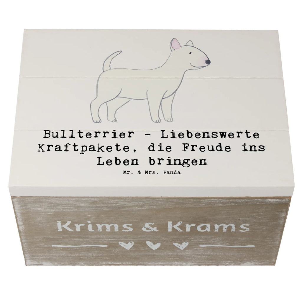 Holzkiste Bullterrier Kraftpaket Holzkiste, Kiste, Schatzkiste, Truhe, Schatulle, XXL, Erinnerungsbox, Erinnerungskiste, Dekokiste, Aufbewahrungsbox, Geschenkbox, Geschenkdose, Hund, Hunderasse, Rassehund, Hundebesitzer, Geschenk, Tierfreund, Schenken, Welpe