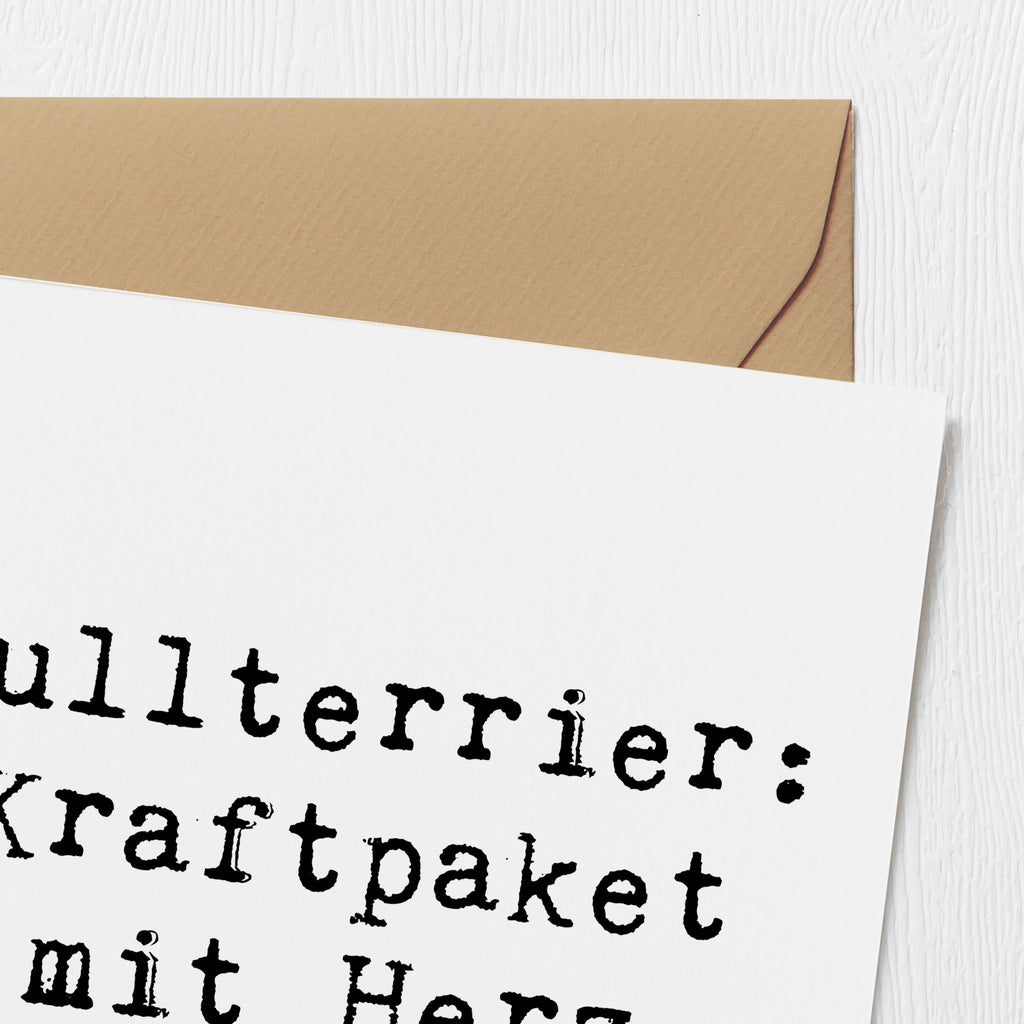 Deluxe Karte Spruch Bullterrier Kraftpaket Karte, Grußkarte, Klappkarte, Einladungskarte, Glückwunschkarte, Hochzeitskarte, Geburtstagskarte, Hochwertige Grußkarte, Hochwertige Klappkarte, Hund, Hunderasse, Rassehund, Hundebesitzer, Geschenk, Tierfreund, Schenken, Welpe