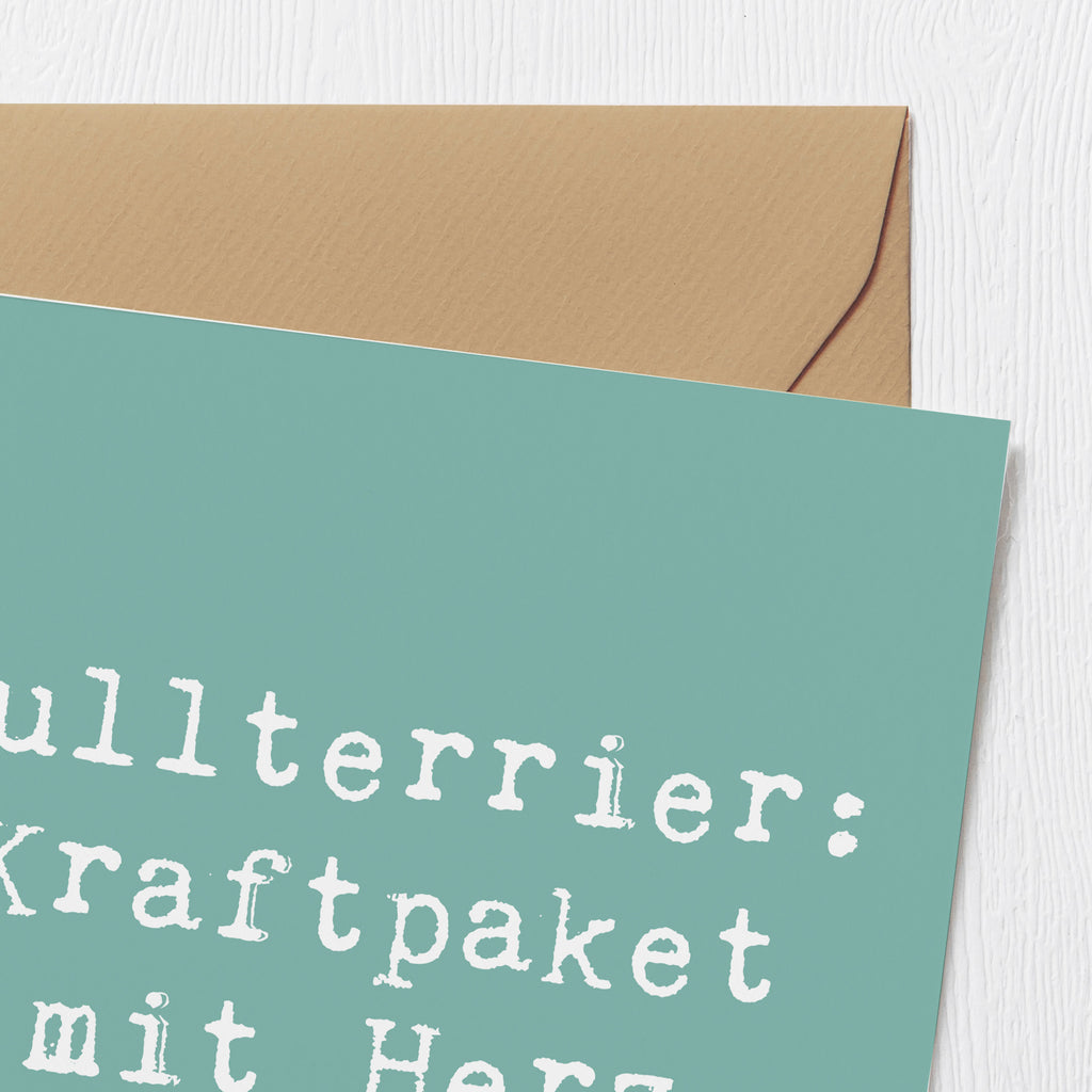 Deluxe Karte Spruch Bullterrier Kraftpaket Karte, Grußkarte, Klappkarte, Einladungskarte, Glückwunschkarte, Hochzeitskarte, Geburtstagskarte, Hochwertige Grußkarte, Hochwertige Klappkarte, Hund, Hunderasse, Rassehund, Hundebesitzer, Geschenk, Tierfreund, Schenken, Welpe