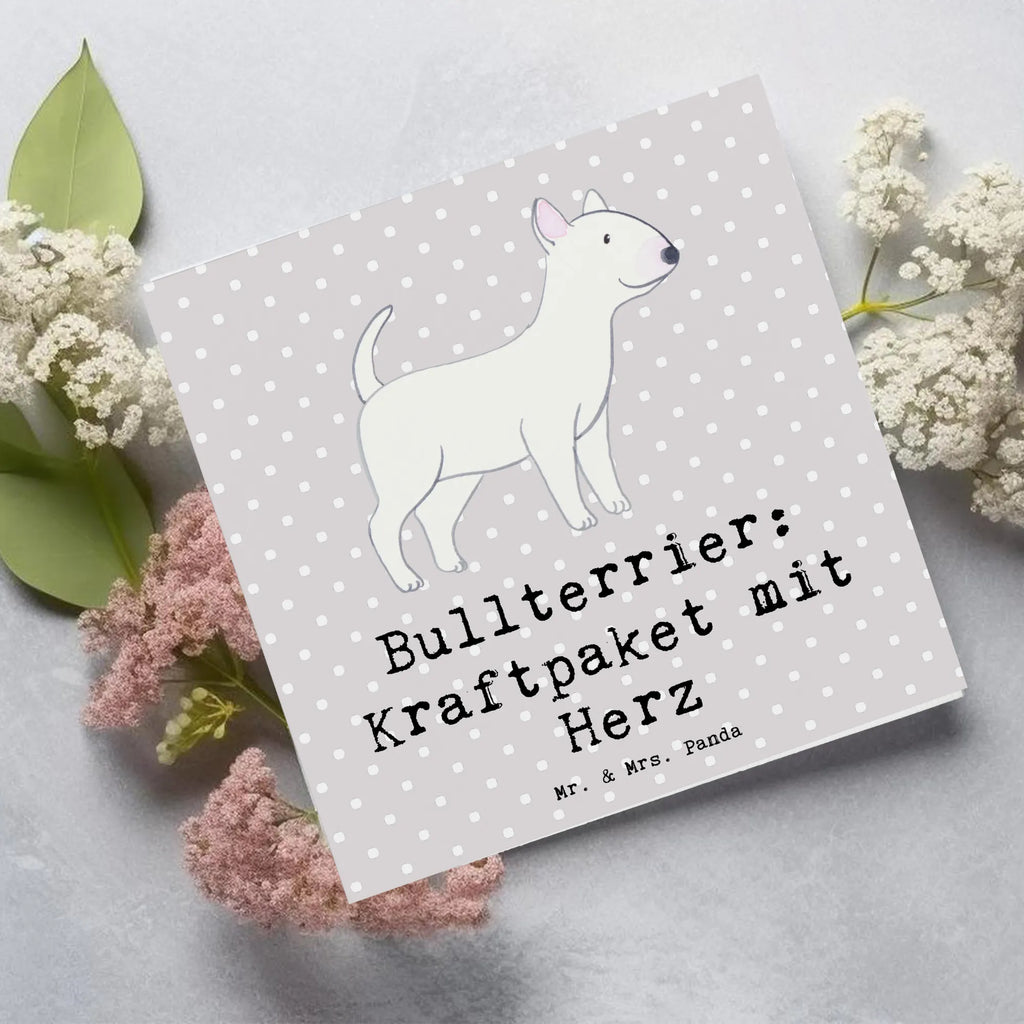 Deluxe Karte Bullterrier Kraftpaket Karte, Grußkarte, Klappkarte, Einladungskarte, Glückwunschkarte, Hochzeitskarte, Geburtstagskarte, Hochwertige Grußkarte, Hochwertige Klappkarte, Hund, Hunderasse, Rassehund, Hundebesitzer, Geschenk, Tierfreund, Schenken, Welpe