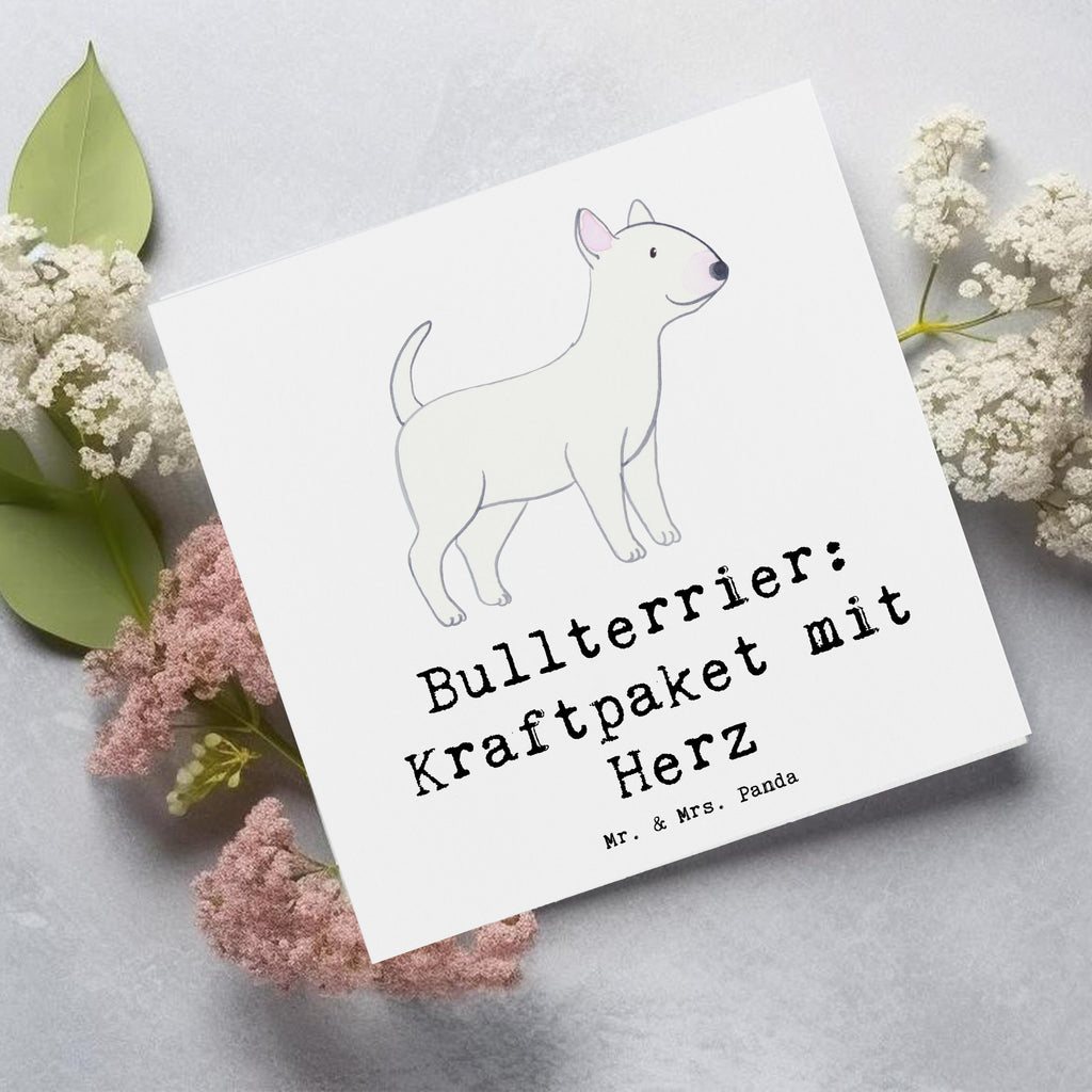 Deluxe Karte Bullterrier Kraftpaket Karte, Grußkarte, Klappkarte, Einladungskarte, Glückwunschkarte, Hochzeitskarte, Geburtstagskarte, Hochwertige Grußkarte, Hochwertige Klappkarte, Hund, Hunderasse, Rassehund, Hundebesitzer, Geschenk, Tierfreund, Schenken, Welpe