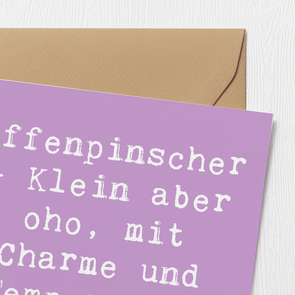 Deluxe Karte Spruch Affenpinscher Charme Karte, Grußkarte, Klappkarte, Einladungskarte, Glückwunschkarte, Hochzeitskarte, Geburtstagskarte, Hochwertige Grußkarte, Hochwertige Klappkarte, Hund, Hunderasse, Rassehund, Hundebesitzer, Geschenk, Tierfreund, Schenken, Welpe