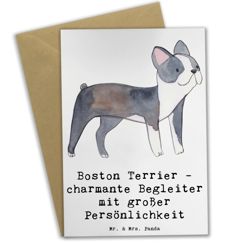 Grußkarte Boston Terrier Begleiter Grußkarte, Klappkarte, Einladungskarte, Glückwunschkarte, Hochzeitskarte, Geburtstagskarte, Karte, Ansichtskarten, Hund, Hunderasse, Rassehund, Hundebesitzer, Geschenk, Tierfreund, Schenken, Welpe