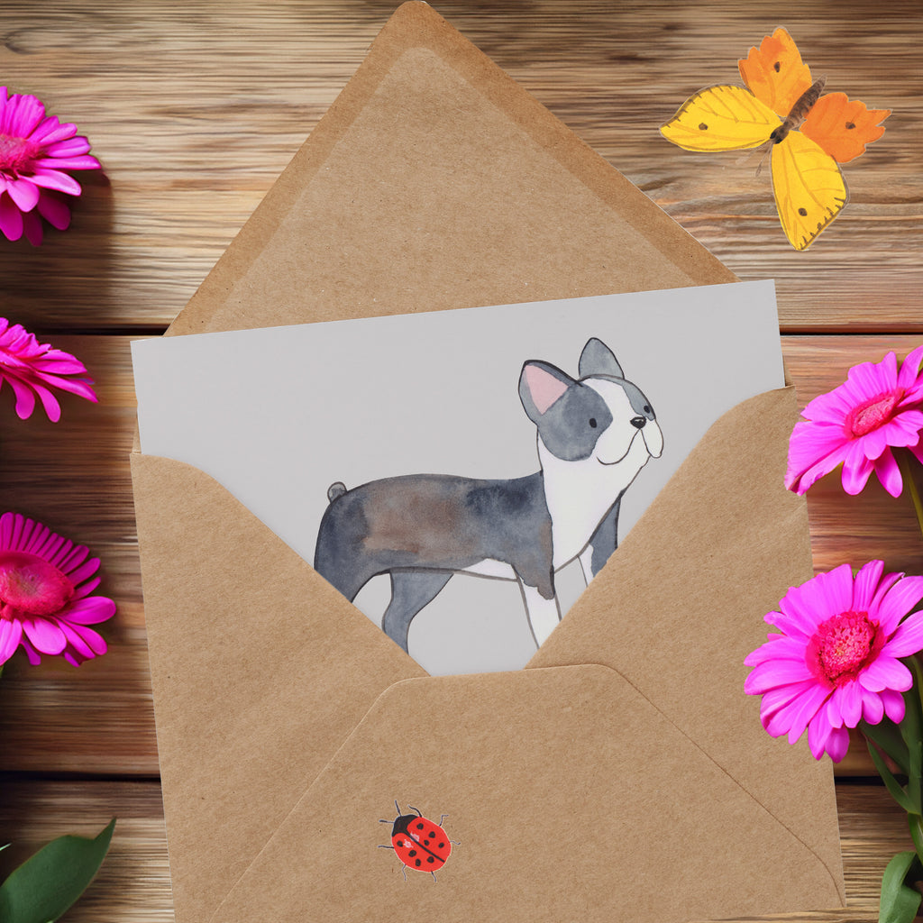 Deluxe Karte Boston Terrier Begleiter Karte, Grußkarte, Klappkarte, Einladungskarte, Glückwunschkarte, Hochzeitskarte, Geburtstagskarte, Hochwertige Grußkarte, Hochwertige Klappkarte, Hund, Hunderasse, Rassehund, Hundebesitzer, Geschenk, Tierfreund, Schenken, Welpe