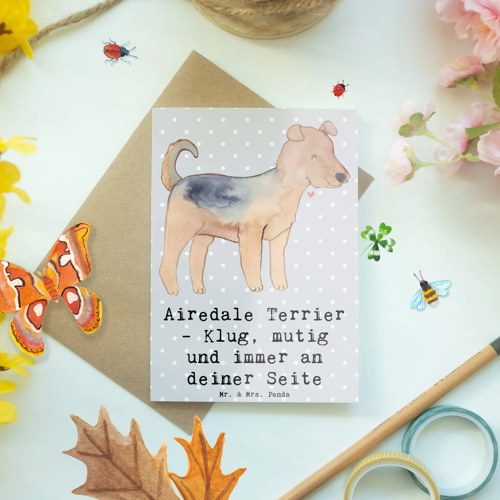 Grußkarte Airedale Terrier Grußkarte, Klappkarte, Einladungskarte, Glückwunschkarte, Hochzeitskarte, Geburtstagskarte, Karte, Ansichtskarten, Hund, Hunderasse, Rassehund, Hundebesitzer, Geschenk, Tierfreund, Schenken, Welpe