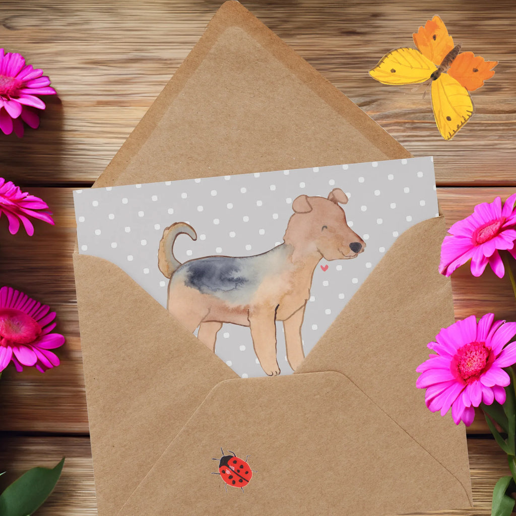 Deluxe Karte Airedale Terrier Abenteuer Karte, Grußkarte, Klappkarte, Einladungskarte, Glückwunschkarte, Hochzeitskarte, Geburtstagskarte, Hochwertige Grußkarte, Hochwertige Klappkarte, Hund, Hunderasse, Rassehund, Hundebesitzer, Geschenk, Tierfreund, Schenken, Welpe