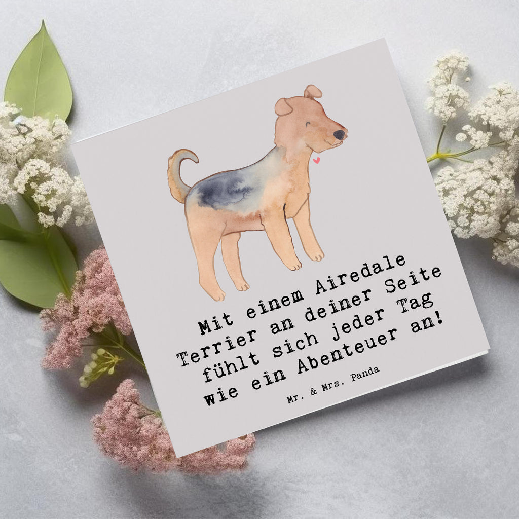 Deluxe Karte Airedale Terrier Abenteuer Karte, Grußkarte, Klappkarte, Einladungskarte, Glückwunschkarte, Hochzeitskarte, Geburtstagskarte, Hochwertige Grußkarte, Hochwertige Klappkarte, Hund, Hunderasse, Rassehund, Hundebesitzer, Geschenk, Tierfreund, Schenken, Welpe