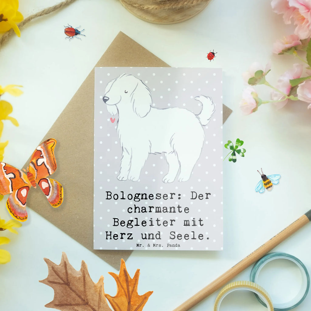 Grußkarte Bologneser Begleiter Grußkarte, Klappkarte, Einladungskarte, Glückwunschkarte, Hochzeitskarte, Geburtstagskarte, Karte, Ansichtskarten, Hund, Hunderasse, Rassehund, Hundebesitzer, Geschenk, Tierfreund, Schenken, Welpe