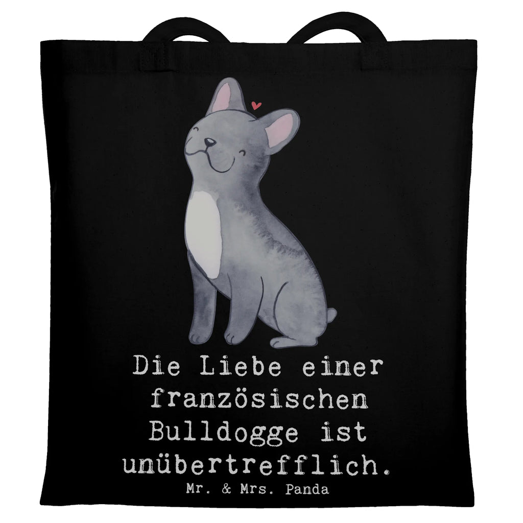 Tragetasche Französische Bulldogge Liebe Beuteltasche, Beutel, Einkaufstasche, Jutebeutel, Stoffbeutel, Tasche, Shopper, Umhängetasche, Strandtasche, Schultertasche, Stofftasche, Tragetasche, Badetasche, Jutetasche, Einkaufstüte, Laptoptasche, Hund, Hunderasse, Rassehund, Hundebesitzer, Geschenk, Tierfreund, Schenken, Welpe