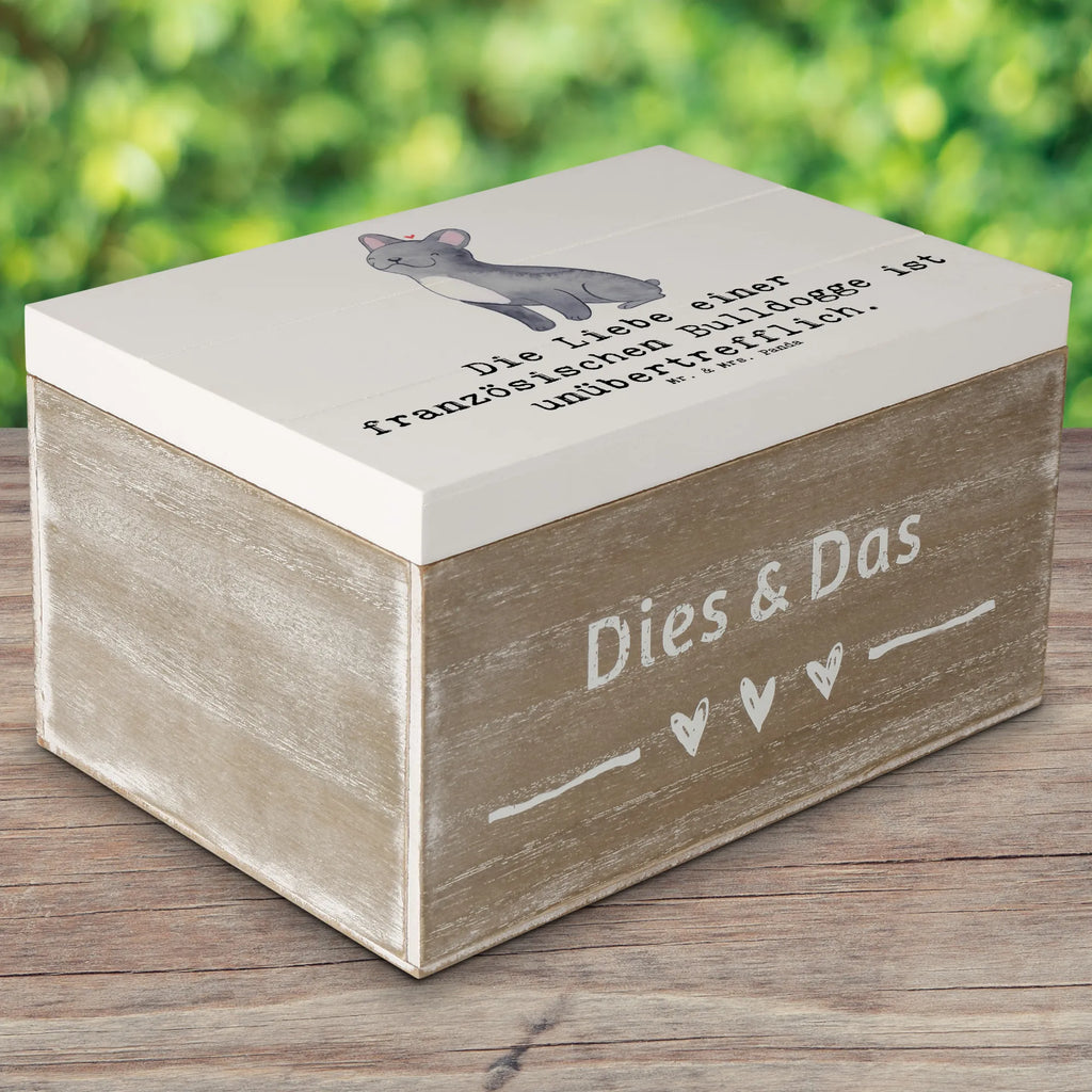 Holzkiste Französische Bulldogge Liebe Holzkiste, Kiste, Schatzkiste, Truhe, Schatulle, XXL, Erinnerungsbox, Erinnerungskiste, Dekokiste, Aufbewahrungsbox, Geschenkbox, Geschenkdose, Hund, Hunderasse, Rassehund, Hundebesitzer, Geschenk, Tierfreund, Schenken, Welpe