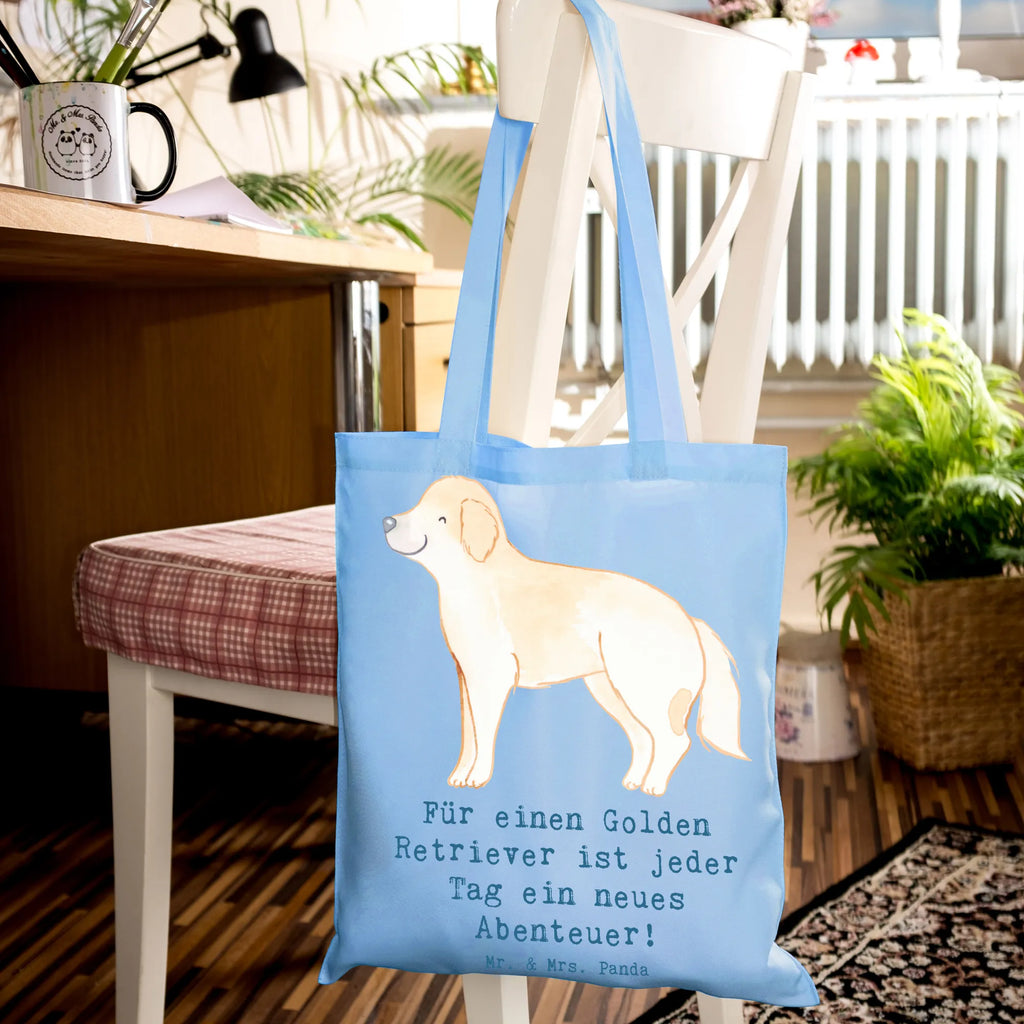 Tragetasche Golden Retriever Abenteuer Beuteltasche, Beutel, Einkaufstasche, Jutebeutel, Stoffbeutel, Tasche, Shopper, Umhängetasche, Strandtasche, Schultertasche, Stofftasche, Tragetasche, Badetasche, Jutetasche, Einkaufstüte, Laptoptasche, Hund, Hunderasse, Rassehund, Hundebesitzer, Geschenk, Tierfreund, Schenken, Welpe