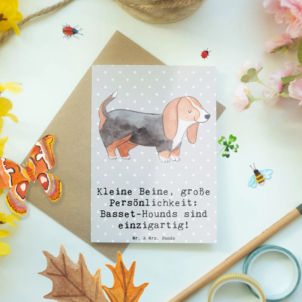 Grußkarte Basset Hound Persönlichkeit Grußkarte, Klappkarte, Einladungskarte, Glückwunschkarte, Hochzeitskarte, Geburtstagskarte, Karte, Ansichtskarten, Hund, Hunderasse, Rassehund, Hundebesitzer, Geschenk, Tierfreund, Schenken, Welpe