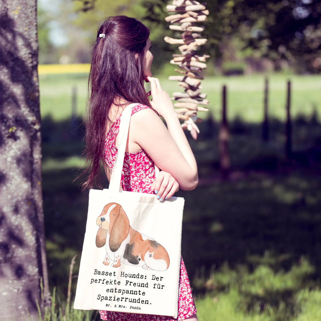 Tragetasche Basset Hound Freund Beuteltasche, Beutel, Einkaufstasche, Jutebeutel, Stoffbeutel, Tasche, Shopper, Umhängetasche, Strandtasche, Schultertasche, Stofftasche, Tragetasche, Badetasche, Jutetasche, Einkaufstüte, Laptoptasche, Hund, Hunderasse, Rassehund, Hundebesitzer, Geschenk, Tierfreund, Schenken, Welpe