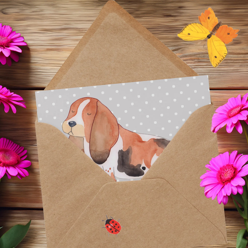 Deluxe Karte Basset Hound Freund Karte, Grußkarte, Klappkarte, Einladungskarte, Glückwunschkarte, Hochzeitskarte, Geburtstagskarte, Hochwertige Grußkarte, Hochwertige Klappkarte, Hund, Hunderasse, Rassehund, Hundebesitzer, Geschenk, Tierfreund, Schenken, Welpe