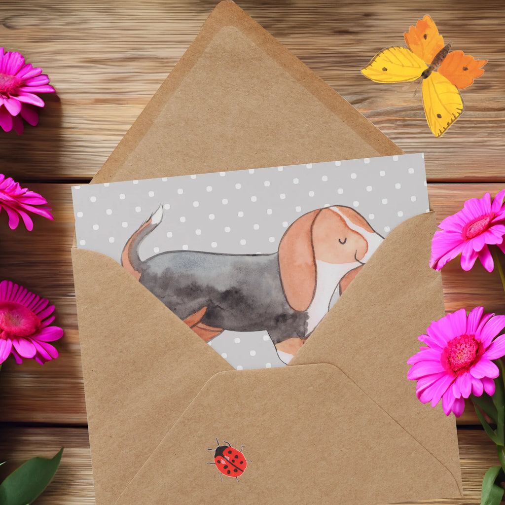 Deluxe Karte Basset Hound Persönlichkeit Karte, Grußkarte, Klappkarte, Einladungskarte, Glückwunschkarte, Hochzeitskarte, Geburtstagskarte, Hochwertige Grußkarte, Hochwertige Klappkarte, Hund, Hunderasse, Rassehund, Hundebesitzer, Geschenk, Tierfreund, Schenken, Welpe