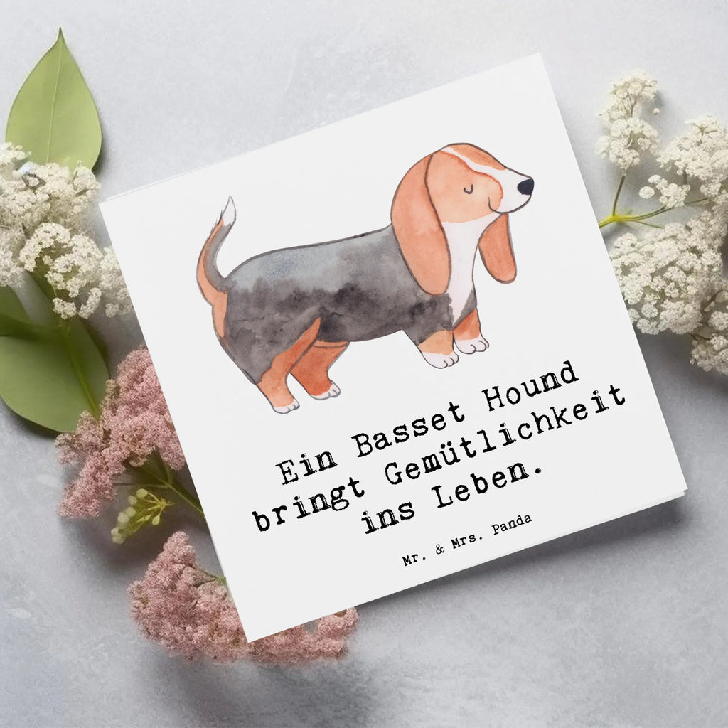 Deluxe Karte Basset Hound Gemütlichkeit Karte, Grußkarte, Klappkarte, Einladungskarte, Glückwunschkarte, Hochzeitskarte, Geburtstagskarte, Hochwertige Grußkarte, Hochwertige Klappkarte, Hund, Hunderasse, Rassehund, Hundebesitzer, Geschenk, Tierfreund, Schenken, Welpe