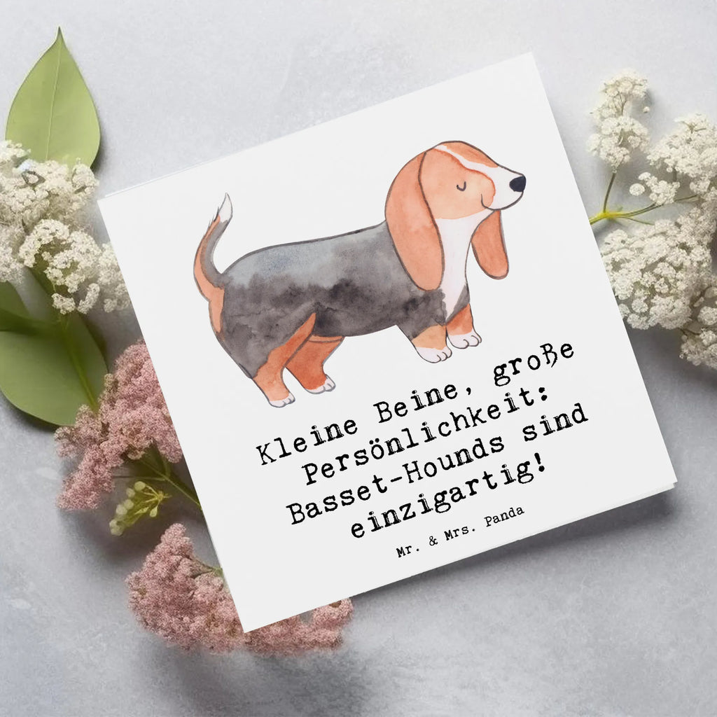 Deluxe Karte Basset Hound Persönlichkeit Karte, Grußkarte, Klappkarte, Einladungskarte, Glückwunschkarte, Hochzeitskarte, Geburtstagskarte, Hochwertige Grußkarte, Hochwertige Klappkarte, Hund, Hunderasse, Rassehund, Hundebesitzer, Geschenk, Tierfreund, Schenken, Welpe