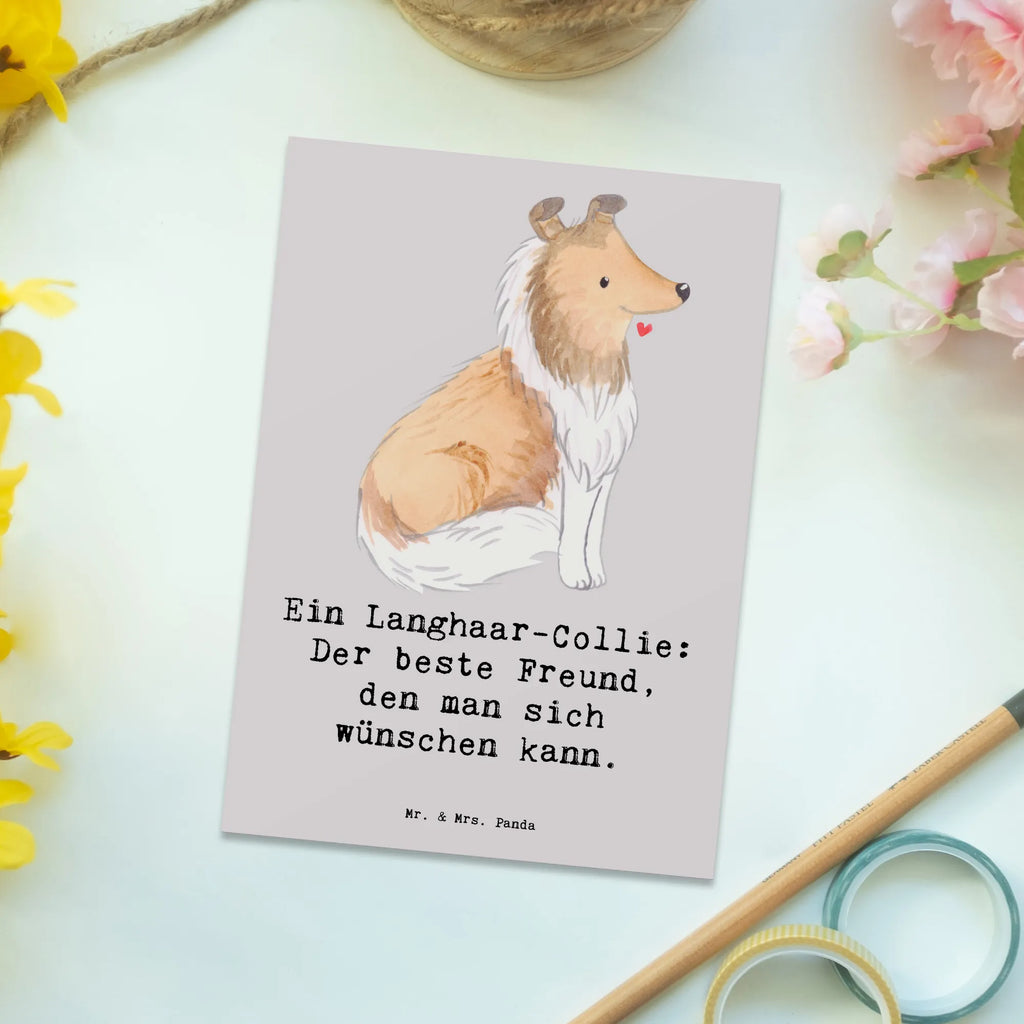 Postkarte Langhaar Collie Freund Postkarte, Karte, Geschenkkarte, Grußkarte, Einladung, Ansichtskarte, Geburtstagskarte, Einladungskarte, Dankeskarte, Ansichtskarten, Einladung Geburtstag, Einladungskarten Geburtstag, Hund, Hunderasse, Rassehund, Hundebesitzer, Geschenk, Tierfreund, Schenken, Welpe