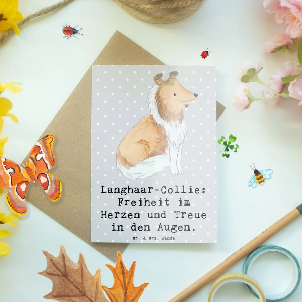 Grußkarte Langhaar Collie Treue Grußkarte, Klappkarte, Einladungskarte, Glückwunschkarte, Hochzeitskarte, Geburtstagskarte, Karte, Ansichtskarten, Hund, Hunderasse, Rassehund, Hundebesitzer, Geschenk, Tierfreund, Schenken, Welpe