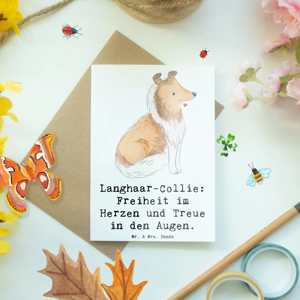 Grußkarte Langhaar Collie Treue Grußkarte, Klappkarte, Einladungskarte, Glückwunschkarte, Hochzeitskarte, Geburtstagskarte, Karte, Ansichtskarten, Hund, Hunderasse, Rassehund, Hundebesitzer, Geschenk, Tierfreund, Schenken, Welpe