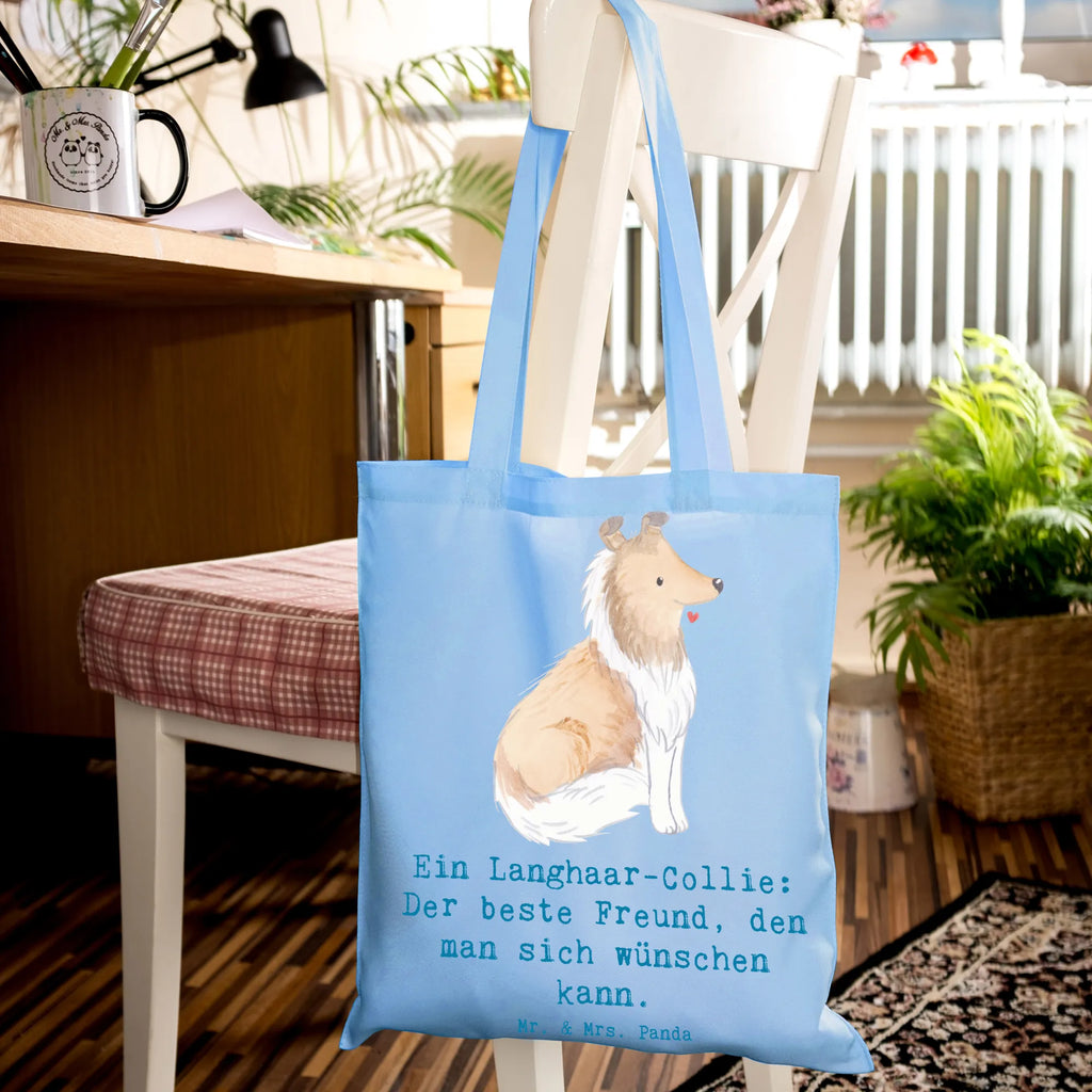 Tragetasche Langhaar Collie Freund Beuteltasche, Beutel, Einkaufstasche, Jutebeutel, Stoffbeutel, Tasche, Shopper, Umhängetasche, Strandtasche, Schultertasche, Stofftasche, Tragetasche, Badetasche, Jutetasche, Einkaufstüte, Laptoptasche, Hund, Hunderasse, Rassehund, Hundebesitzer, Geschenk, Tierfreund, Schenken, Welpe