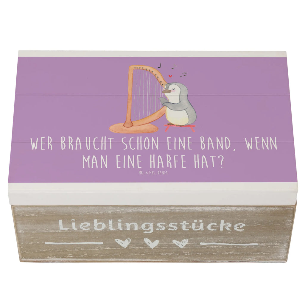 Holzkiste Wer braucht schon eine Band, wenn man eine Harfe hat? Holzkiste, Kiste, Schatzkiste, Truhe, Schatulle, XXL, Erinnerungsbox, Erinnerungskiste, Dekokiste, Aufbewahrungsbox, Geschenkbox, Geschenkdose, Instrumente, Geschenke Musiker, Musikliebhaber