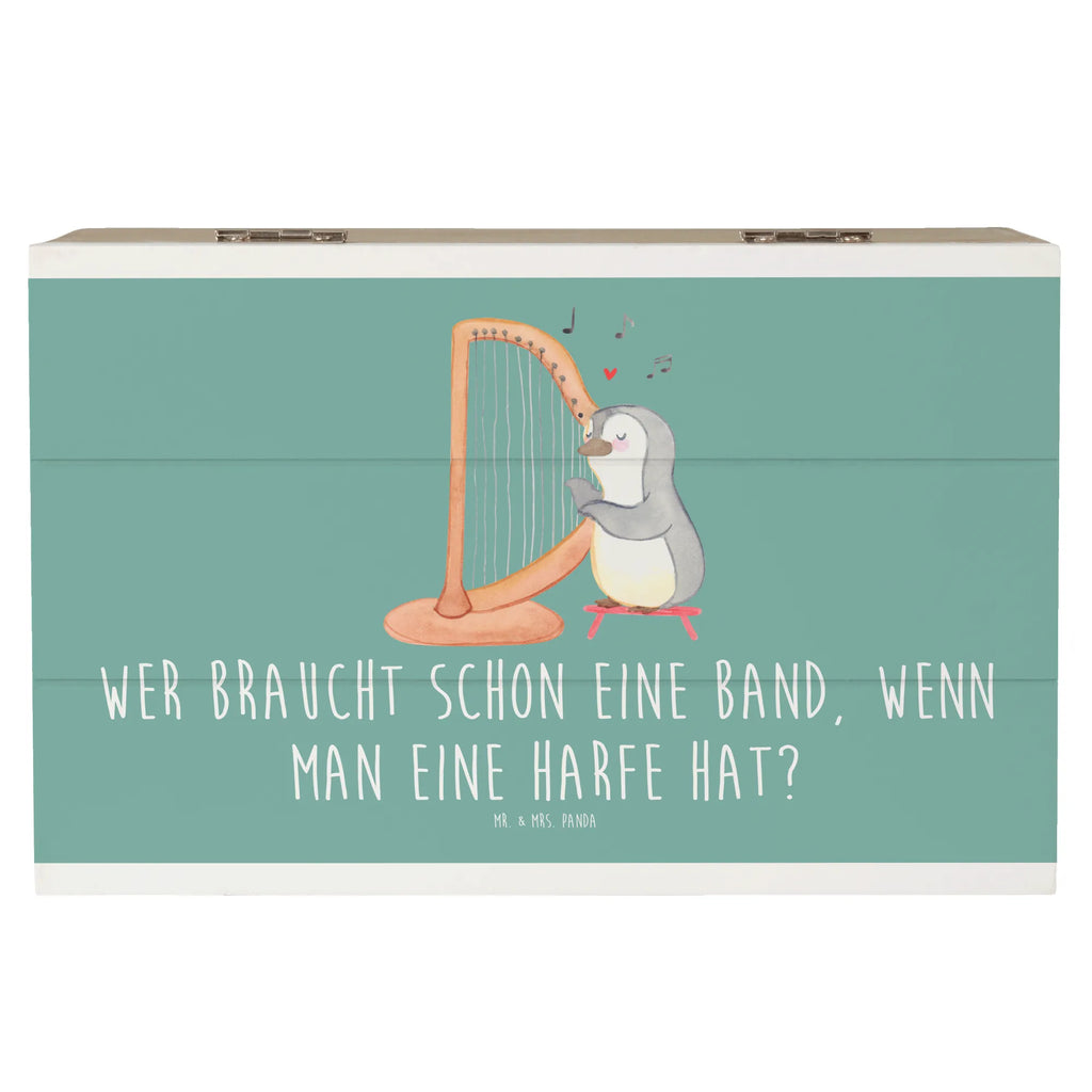 Holzkiste Wer braucht schon eine Band, wenn man eine Harfe hat? Holzkiste, Kiste, Schatzkiste, Truhe, Schatulle, XXL, Erinnerungsbox, Erinnerungskiste, Dekokiste, Aufbewahrungsbox, Geschenkbox, Geschenkdose, Instrumente, Geschenke Musiker, Musikliebhaber