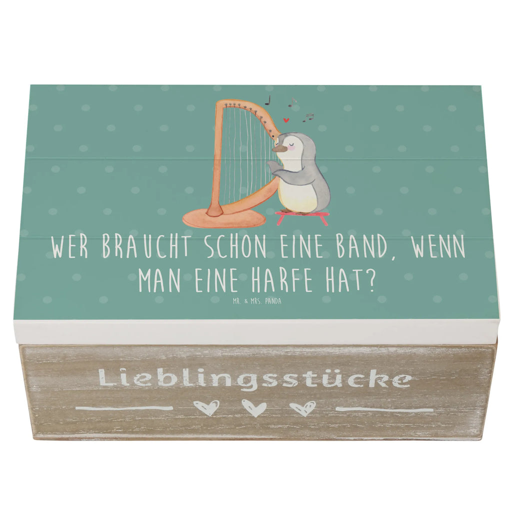 Holzkiste Wer braucht schon eine Band, wenn man eine Harfe hat? Holzkiste, Kiste, Schatzkiste, Truhe, Schatulle, XXL, Erinnerungsbox, Erinnerungskiste, Dekokiste, Aufbewahrungsbox, Geschenkbox, Geschenkdose, Instrumente, Geschenke Musiker, Musikliebhaber