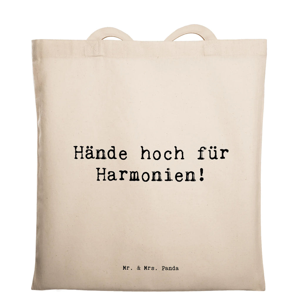 Tragetasche Hände hoch für Harmonien! Beuteltasche, Beutel, Einkaufstasche, Jutebeutel, Stoffbeutel, Tasche, Shopper, Umhängetasche, Strandtasche, Schultertasche, Stofftasche, Tragetasche, Badetasche, Jutetasche, Einkaufstüte, Laptoptasche, Instrumente, Geschenke Musiker, Musikliebhaber