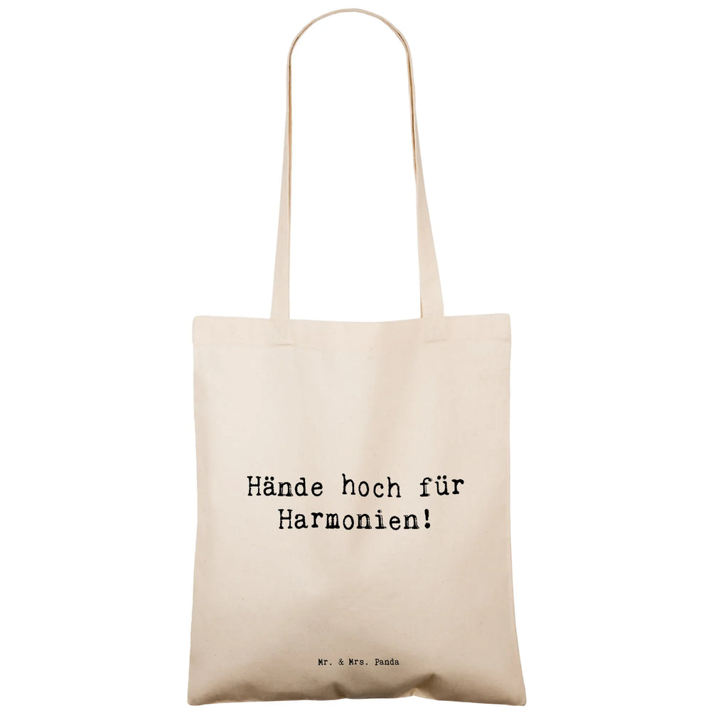 Tragetasche Hände hoch für Harmonien! Beuteltasche, Beutel, Einkaufstasche, Jutebeutel, Stoffbeutel, Tasche, Shopper, Umhängetasche, Strandtasche, Schultertasche, Stofftasche, Tragetasche, Badetasche, Jutetasche, Einkaufstüte, Laptoptasche, Instrumente, Geschenke Musiker, Musikliebhaber