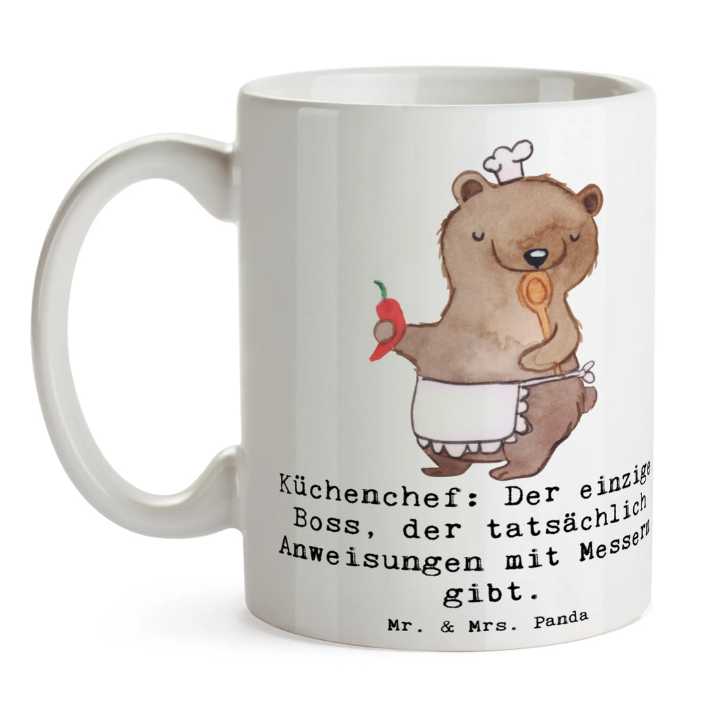 Tasse Küchenchef: Der einzige Boss, der tatsächlich Anweisungen mit Messern gibt. Tasse, Kaffeetasse, Teetasse, Becher, Kaffeebecher, Teebecher, Keramiktasse, Porzellantasse, Büro Tasse, Geschenk Tasse, Tasse Sprüche, Tasse Motive, Kaffeetassen, Tasse bedrucken, Designer Tasse, Cappuccino Tassen, Schöne Teetassen, Beruf, Ausbildung, Jubiläum, Abschied, Rente, Kollege, Kollegin, Geschenk, Schenken, Arbeitskollege, Mitarbeiter, Firma, Danke, Dankeschön