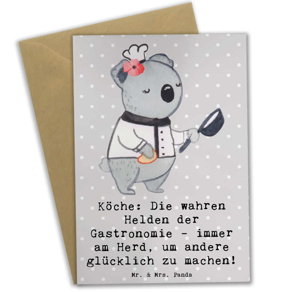 Grußkarte Köche: Die wahren Helden der Gastronomie - immer am Herd, um andere glücklich zu machen! Grußkarte, Klappkarte, Einladungskarte, Glückwunschkarte, Hochzeitskarte, Geburtstagskarte, Karte, Ansichtskarten, Beruf, Ausbildung, Jubiläum, Abschied, Rente, Kollege, Kollegin, Geschenk, Schenken, Arbeitskollege, Mitarbeiter, Firma, Danke, Dankeschön