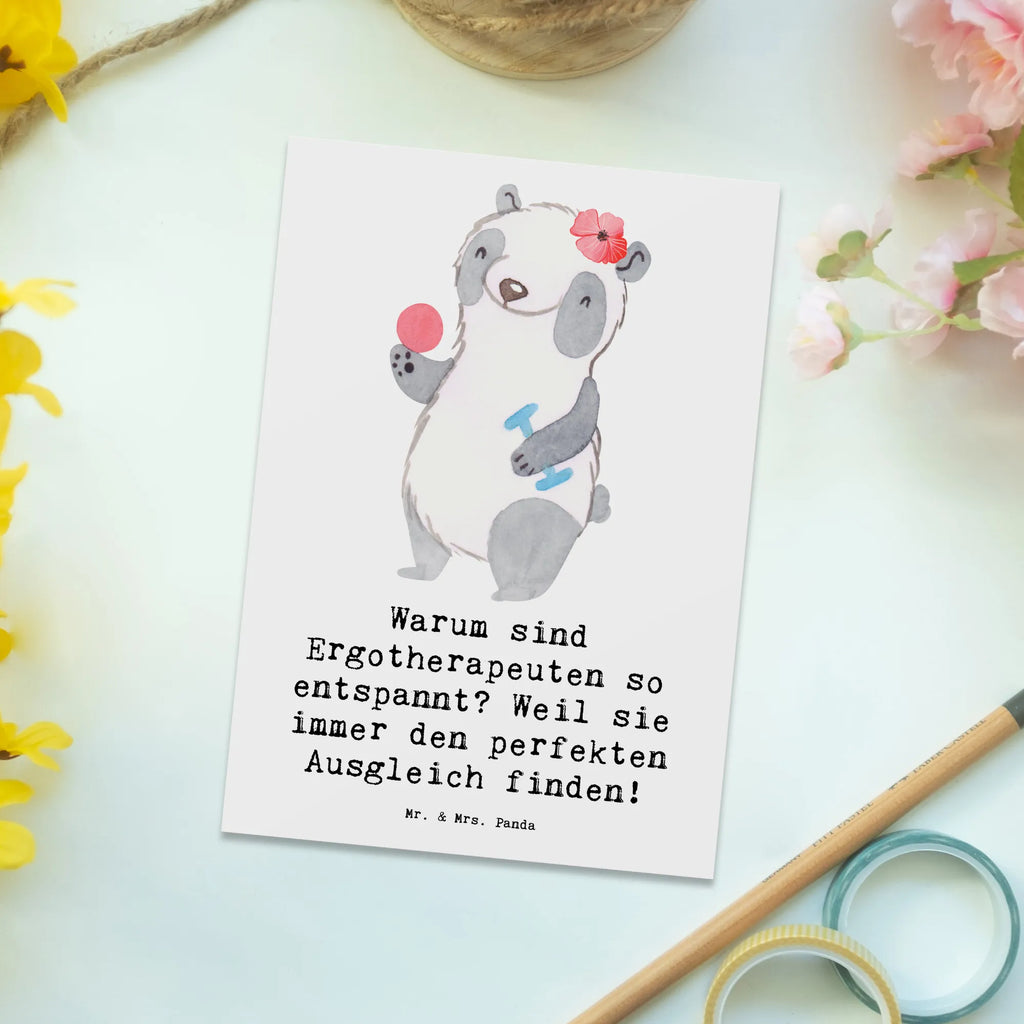Postcard Warum sind Ergotherapeuten so entspannt? Weil sie immer den perfekten Ausgleich finden! Postkarte, Karte, Geschenkkarte, Grußkarte, Einladung, Ansichtskarte, Geburtstagskarte, Einladungskarte, Dankeskarte, Ansichtskarten, Einladung Geburtstag, Einladungskarten Geburtstag, Beruf, Ausbildung, Jubiläum, Abschied, Rente, Kollege, Kollegin, Geschenk, Schenken, Arbeitskollege, Mitarbeiter, Firma, Danke, Dankeschön