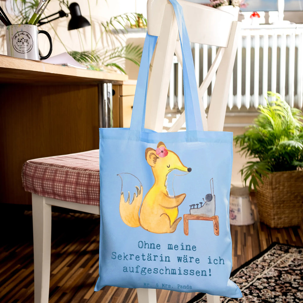 Tragetasche Ohne meine Sekretärin wäre ich aufgeschmissen! Beuteltasche, Beutel, Einkaufstasche, Jutebeutel, Stoffbeutel, Tasche, Shopper, Umhängetasche, Strandtasche, Schultertasche, Stofftasche, Tragetasche, Badetasche, Jutetasche, Einkaufstüte, Laptoptasche, Beruf, Ausbildung, Jubiläum, Abschied, Rente, Kollege, Kollegin, Geschenk, Schenken, Arbeitskollege, Mitarbeiter, Firma, Danke, Dankeschön