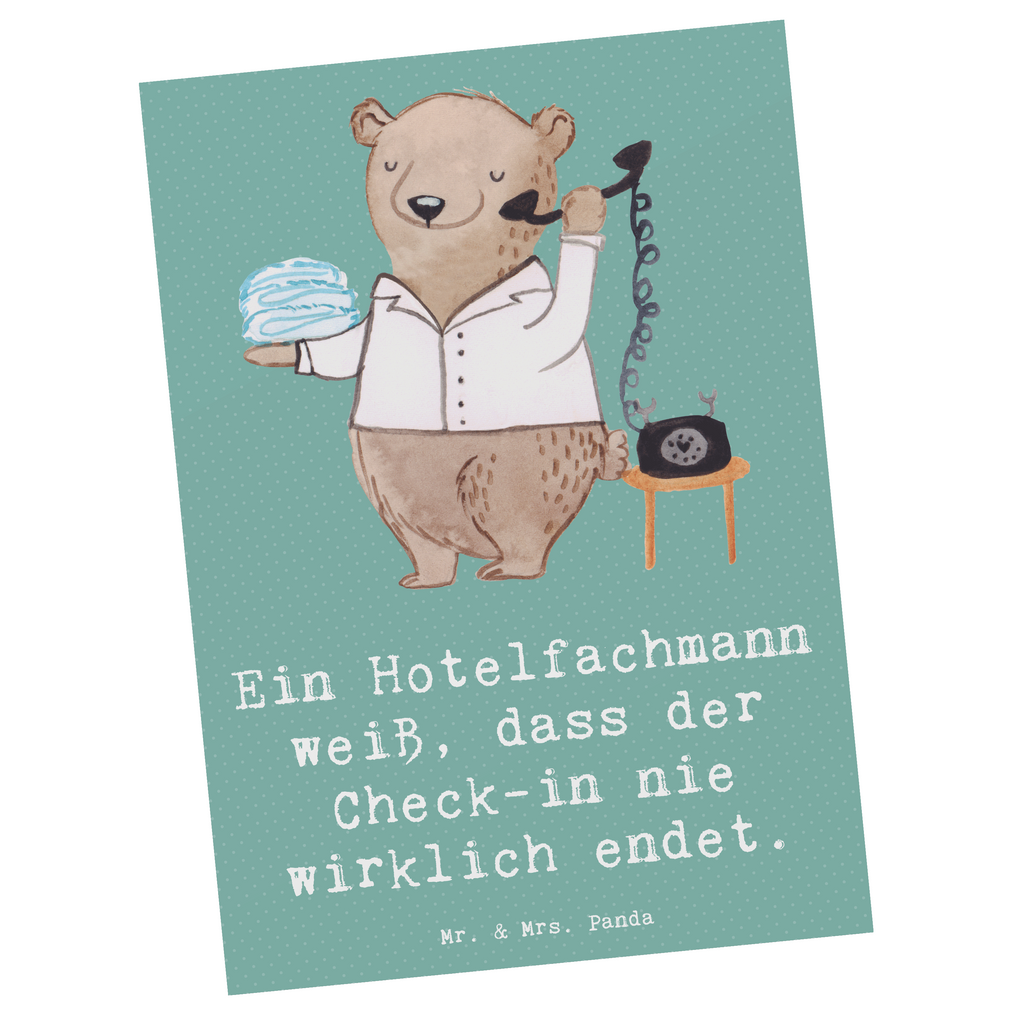 Postkarte Ein Hotelfachmann weiß, dass der Check-in nie wirklich endet. Postkarte, Karte, Geschenkkarte, Grußkarte, Einladung, Ansichtskarte, Geburtstagskarte, Einladungskarte, Dankeskarte, Ansichtskarten, Einladung Geburtstag, Einladungskarten Geburtstag, Beruf, Ausbildung, Jubiläum, Abschied, Rente, Kollege, Kollegin, Geschenk, Schenken, Arbeitskollege, Mitarbeiter, Firma, Danke, Dankeschön