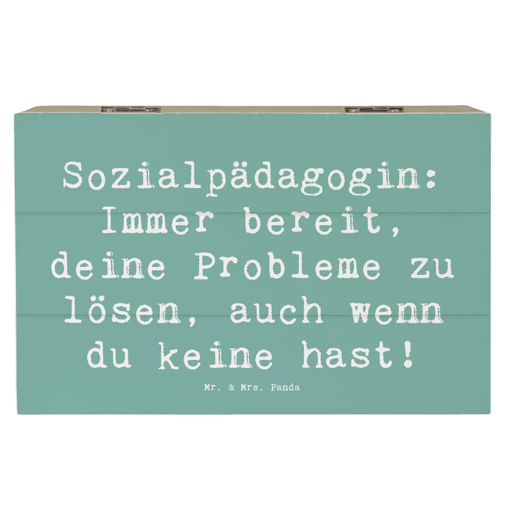 Holzkiste Spruch Sozialpädagogin: Immer bereit, deine Probleme zu lösen, auch wenn du keine hast! Holzkiste, Kiste, Schatzkiste, Truhe, Schatulle, XXL, Erinnerungsbox, Erinnerungskiste, Dekokiste, Aufbewahrungsbox, Geschenkbox, Geschenkdose, Beruf, Ausbildung, Jubiläum, Abschied, Rente, Kollege, Kollegin, Geschenk, Schenken, Arbeitskollege, Mitarbeiter, Firma, Danke, Dankeschön