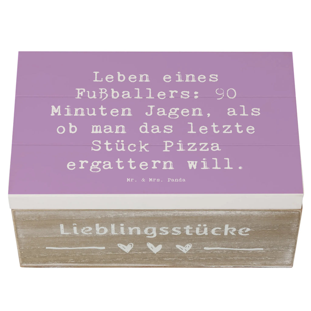 Holzkiste Spruch Leben eines Fußballers: 90 Minuten Jagen, als ob man das letzte Stück Pizza ergattern will. Holzkiste, Kiste, Schatzkiste, Truhe, Schatulle, XXL, Erinnerungsbox, Erinnerungskiste, Dekokiste, Aufbewahrungsbox, Geschenkbox, Geschenkdose, Beruf, Ausbildung, Jubiläum, Abschied, Rente, Kollege, Kollegin, Geschenk, Schenken, Arbeitskollege, Mitarbeiter, Firma, Danke, Dankeschön