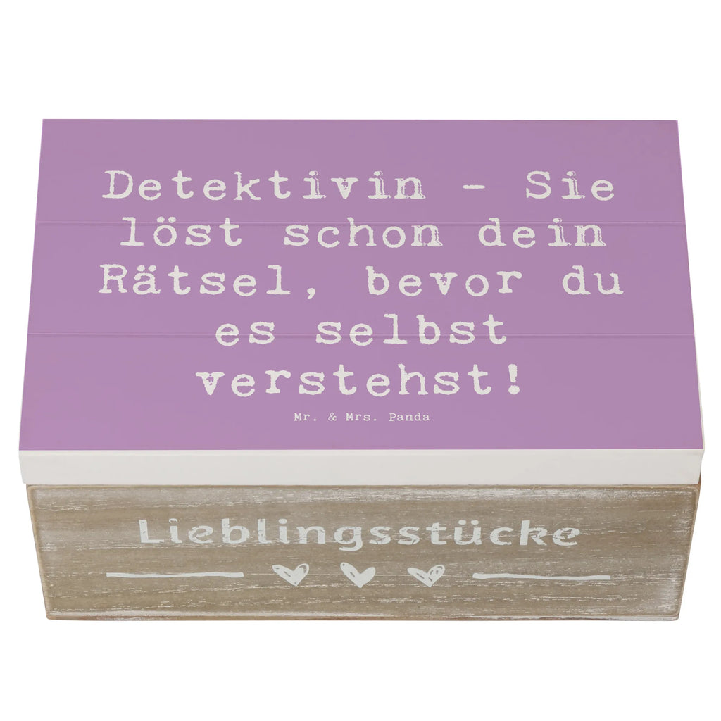 Holzkiste Spruch Detektivin - Sie löst schon dein Rätsel, bevor du es selbst verstehst! Holzkiste, Kiste, Schatzkiste, Truhe, Schatulle, XXL, Erinnerungsbox, Erinnerungskiste, Dekokiste, Aufbewahrungsbox, Geschenkbox, Geschenkdose, Beruf, Ausbildung, Jubiläum, Abschied, Rente, Kollege, Kollegin, Geschenk, Schenken, Arbeitskollege, Mitarbeiter, Firma, Danke, Dankeschön