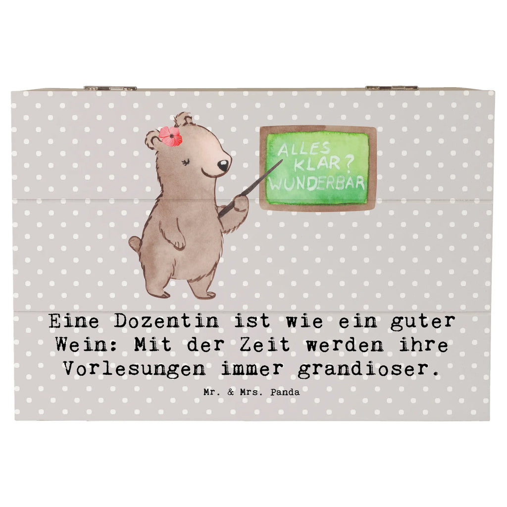 Holzkiste Eine Dozentin ist wie ein guter Wein: Mit der Zeit werden ihre Vorlesungen immer grandioser. Holzkiste, Kiste, Schatzkiste, Truhe, Schatulle, XXL, Erinnerungsbox, Erinnerungskiste, Dekokiste, Aufbewahrungsbox, Geschenkbox, Geschenkdose, Beruf, Ausbildung, Jubiläum, Abschied, Rente, Kollege, Kollegin, Geschenk, Schenken, Arbeitskollege, Mitarbeiter, Firma, Danke, Dankeschön