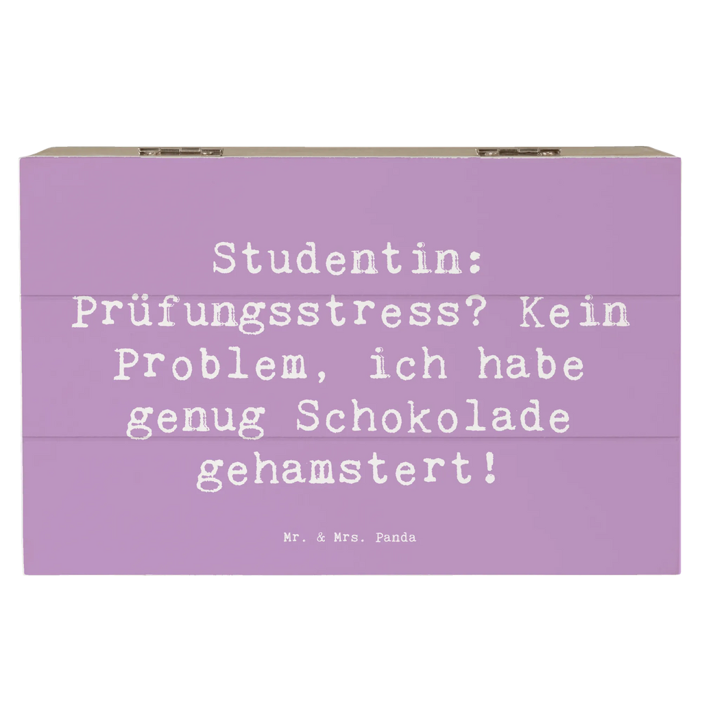 Holzkiste Spruch Studentin: Prüfungsstress? Kein Problem, ich habe genug Schokolade gehamstert! Holzkiste, Kiste, Schatzkiste, Truhe, Schatulle, XXL, Erinnerungsbox, Erinnerungskiste, Dekokiste, Aufbewahrungsbox, Geschenkbox, Geschenkdose, Beruf, Ausbildung, Jubiläum, Abschied, Rente, Kollege, Kollegin, Geschenk, Schenken, Arbeitskollege, Mitarbeiter, Firma, Danke, Dankeschön