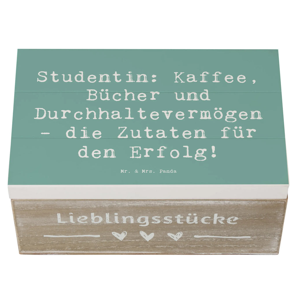 Holzkiste Spruch Studentin: Kaffee, Bücher und Durchhaltevermögen - die Zutaten für den Erfolg! Holzkiste, Kiste, Schatzkiste, Truhe, Schatulle, XXL, Erinnerungsbox, Erinnerungskiste, Dekokiste, Aufbewahrungsbox, Geschenkbox, Geschenkdose, Beruf, Ausbildung, Jubiläum, Abschied, Rente, Kollege, Kollegin, Geschenk, Schenken, Arbeitskollege, Mitarbeiter, Firma, Danke, Dankeschön