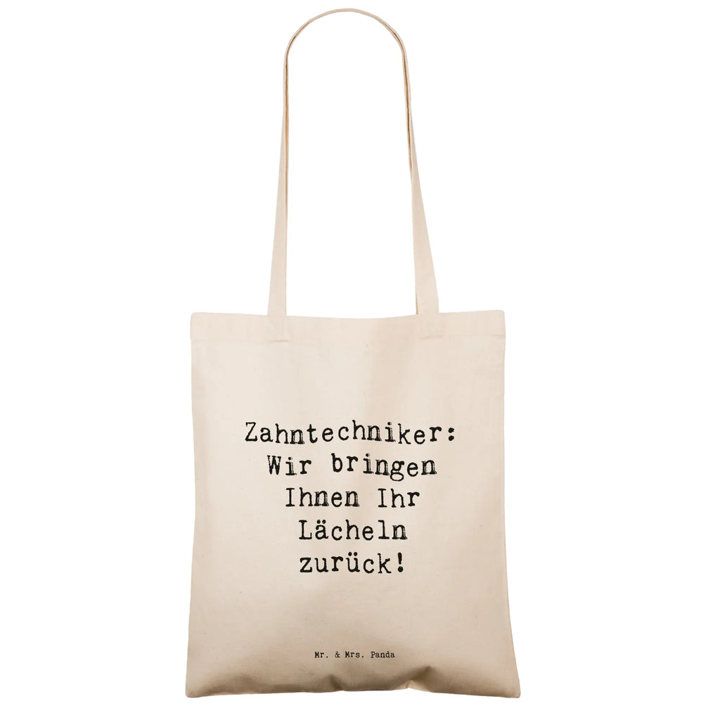 Tragetasche Spruch Zahntechniker: Wir bringen Ihnen Ihr Lächeln zurück! Beuteltasche, Beutel, Einkaufstasche, Jutebeutel, Stoffbeutel, Tasche, Shopper, Umhängetasche, Strandtasche, Schultertasche, Stofftasche, Tragetasche, Badetasche, Jutetasche, Einkaufstüte, Laptoptasche, Beruf, Ausbildung, Jubiläum, Abschied, Rente, Kollege, Kollegin, Geschenk, Schenken, Arbeitskollege, Mitarbeiter, Firma, Danke, Dankeschön