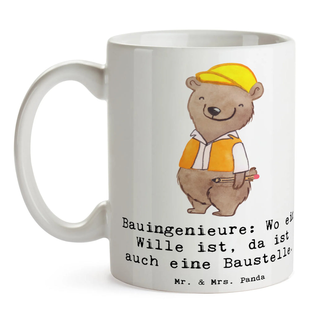 Tasse Bauingenieure: Wo ein Wille ist, da ist auch eine Baustelle. Tasse, Kaffeetasse, Teetasse, Becher, Kaffeebecher, Teebecher, Keramiktasse, Porzellantasse, Büro Tasse, Geschenk Tasse, Tasse Sprüche, Tasse Motive, Kaffeetassen, Tasse bedrucken, Designer Tasse, Cappuccino Tassen, Schöne Teetassen, Beruf, Ausbildung, Jubiläum, Abschied, Rente, Kollege, Kollegin, Geschenk, Schenken, Arbeitskollege, Mitarbeiter, Firma, Danke, Dankeschön