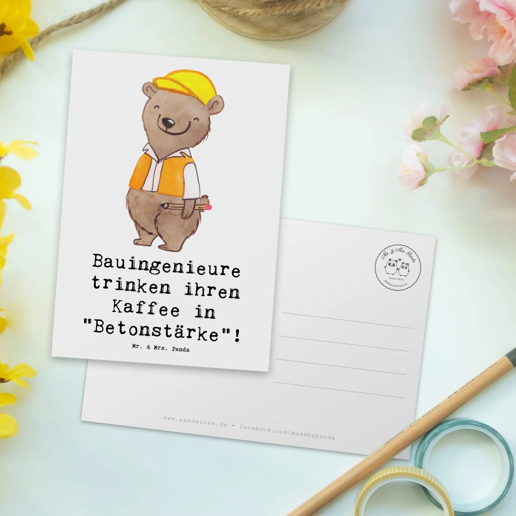 Postcard Bauingenieure trinken ihren Kaffee in "Betonstärke"! Postkarte, Karte, Geschenkkarte, Grußkarte, Einladung, Ansichtskarte, Geburtstagskarte, Einladungskarte, Dankeskarte, Ansichtskarten, Einladung Geburtstag, Einladungskarten Geburtstag, Beruf, Ausbildung, Jubiläum, Abschied, Rente, Kollege, Kollegin, Geschenk, Schenken, Arbeitskollege, Mitarbeiter, Firma, Danke, Dankeschön